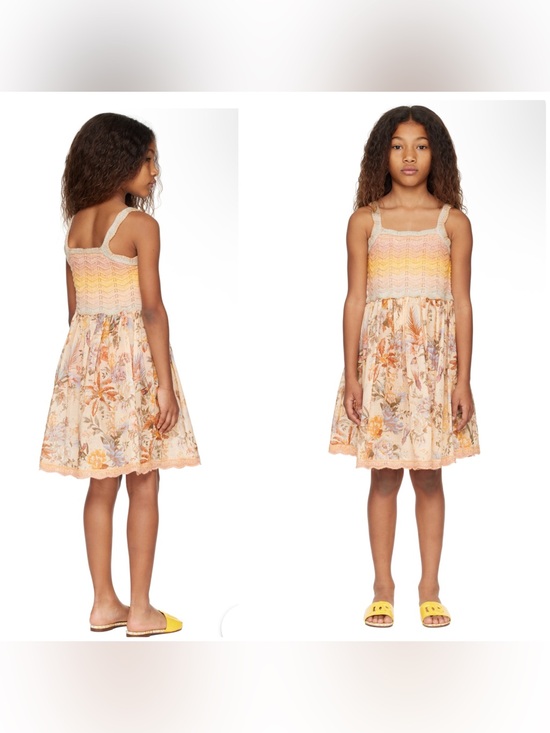 Zimmermann Other - New! Zimmermann Tallow Floral Crochet Knit Dress Peach & Yellow 🌼 12y NWT!